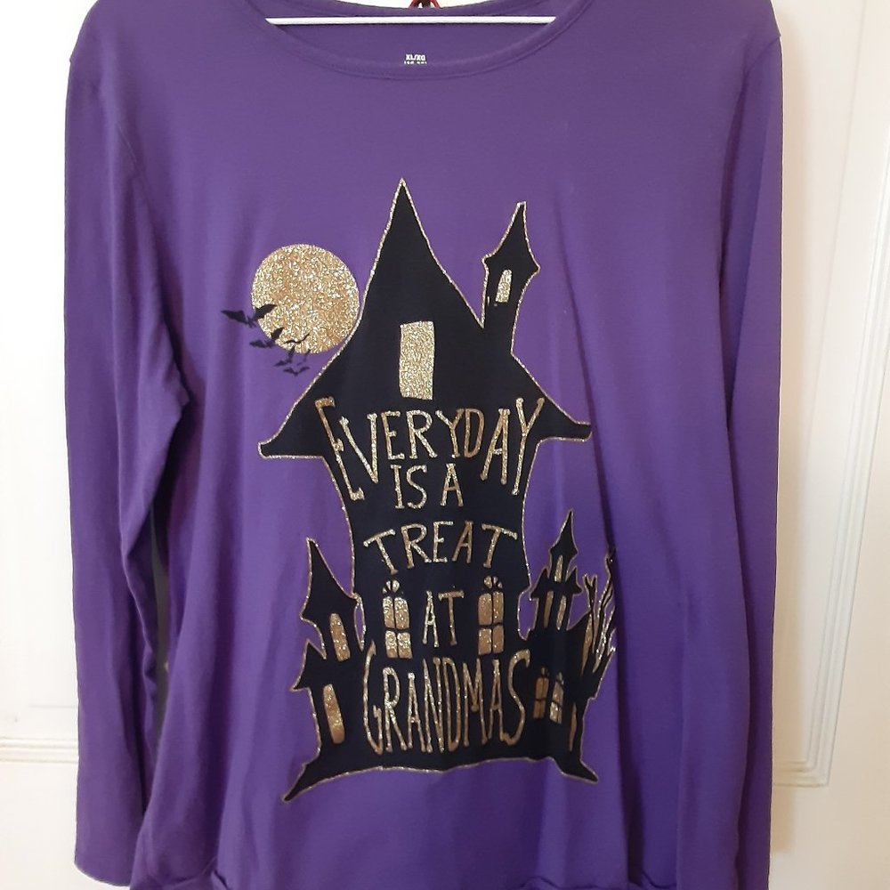 Halloween Tee, XL (16-18) Purple and Black